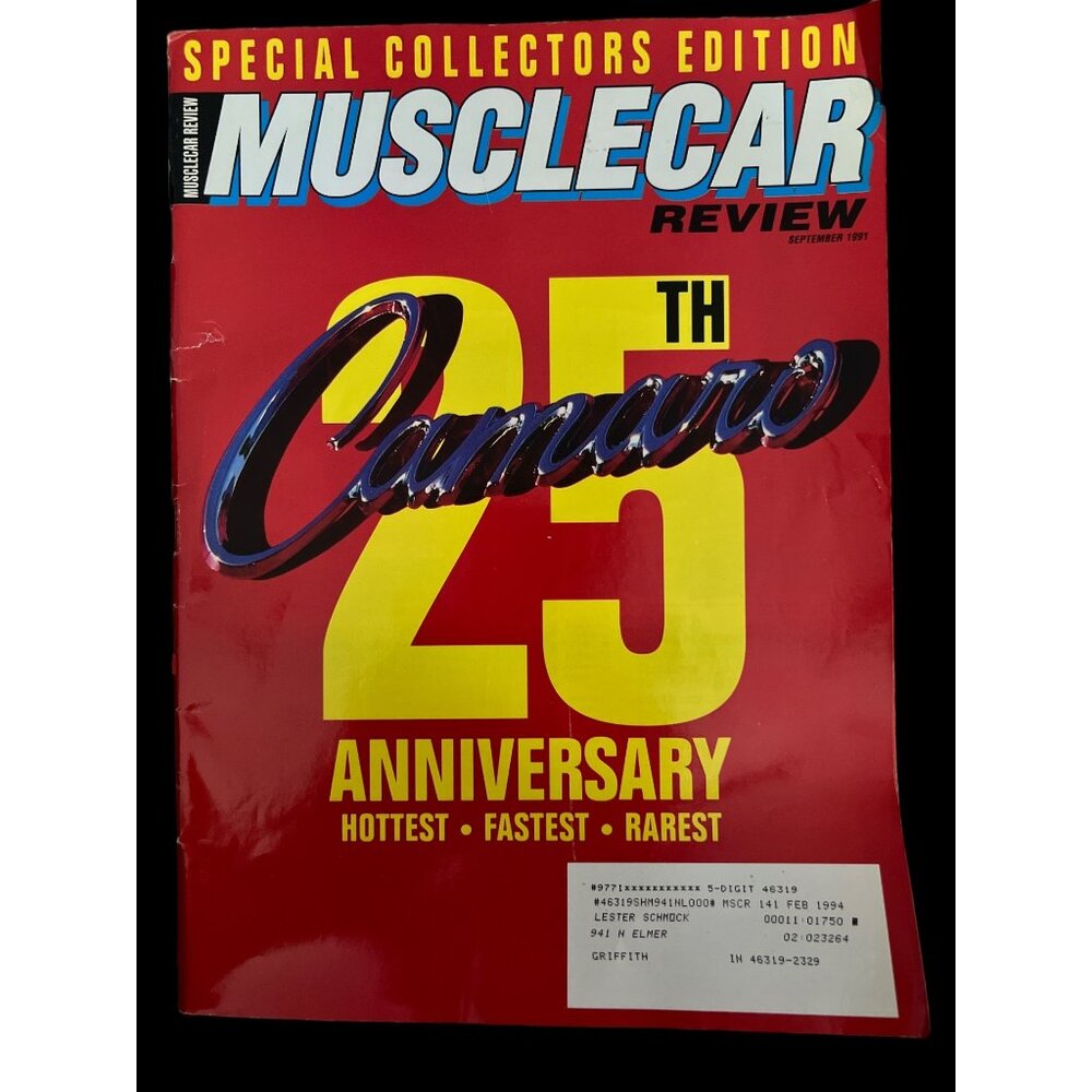 Muscle Car Review Magazine September 1991, 25th Chevy Camaro Anniversary Edition